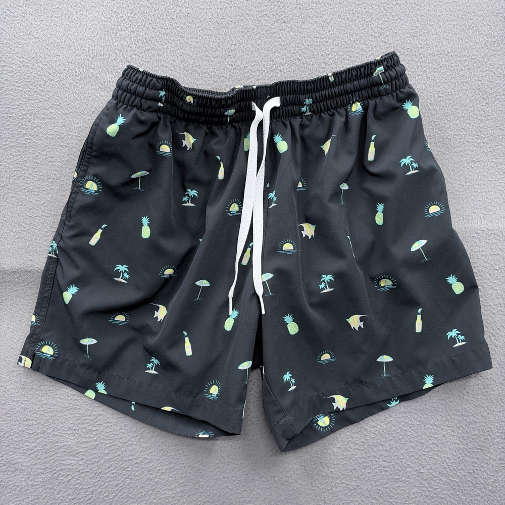Chubbies Swim Trunks Mens Medium Black Tropical Pineapple 5.5 Inseam Lined